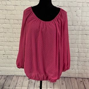 NWT LOFT Hot pink Blouse embellished XL Ex Large